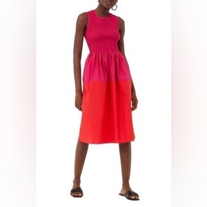 French Connection Dress Colorblock smocked vibrant statement modern‎ farmhouse